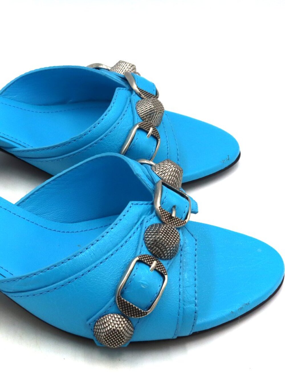 Balenciaga leather studded accents slides